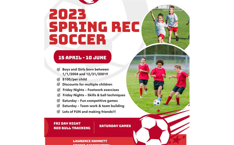 Spring 2023 Recreation Soccer Registration is Open